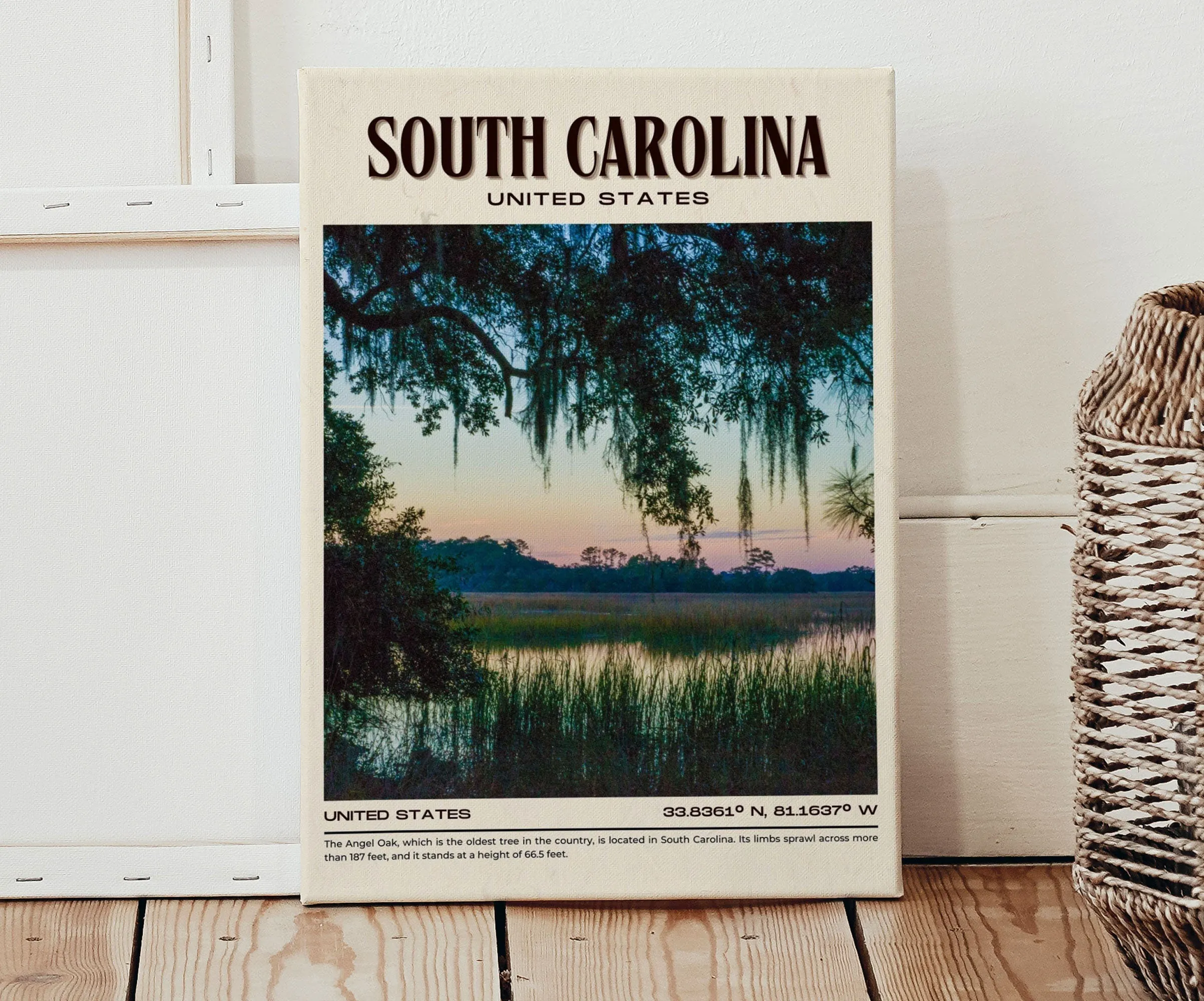 South Carolina Vintage Wall Art, USA