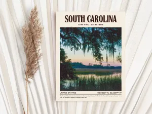 South Carolina Vintage Wall Art, USA