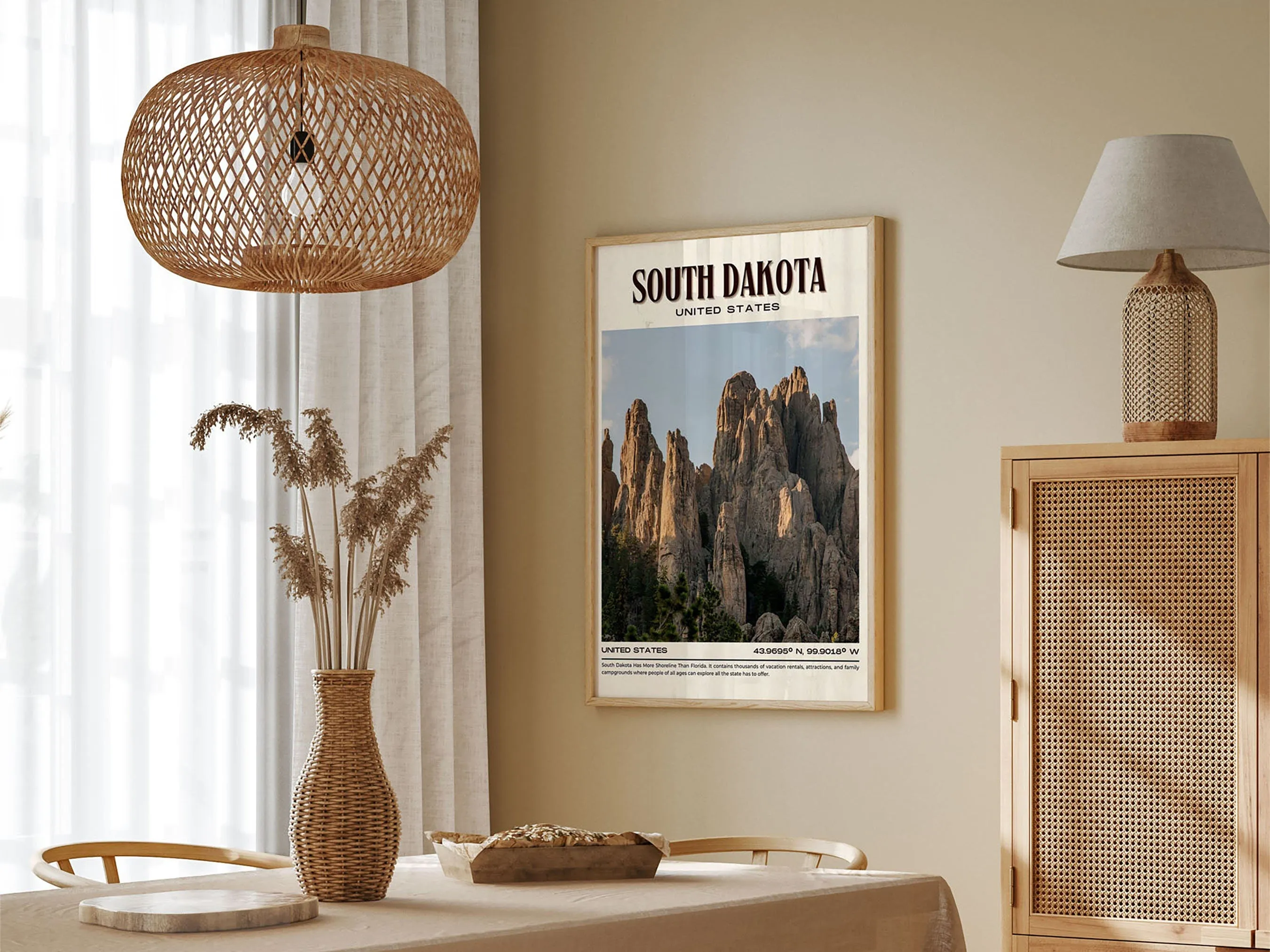 South Dakota Vintage Wall Art, USA