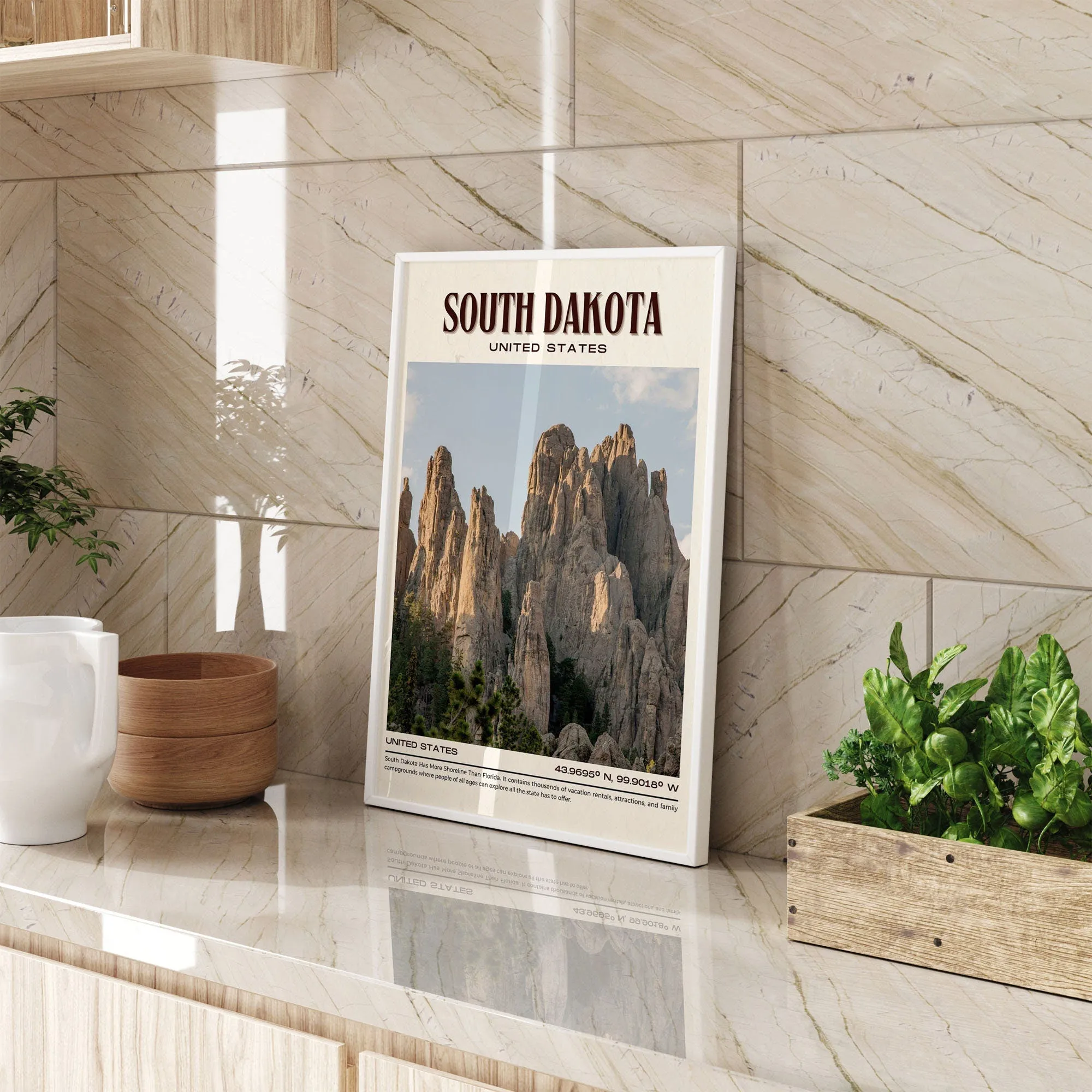 South Dakota Vintage Wall Art, USA