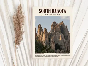 South Dakota Vintage Wall Art, USA