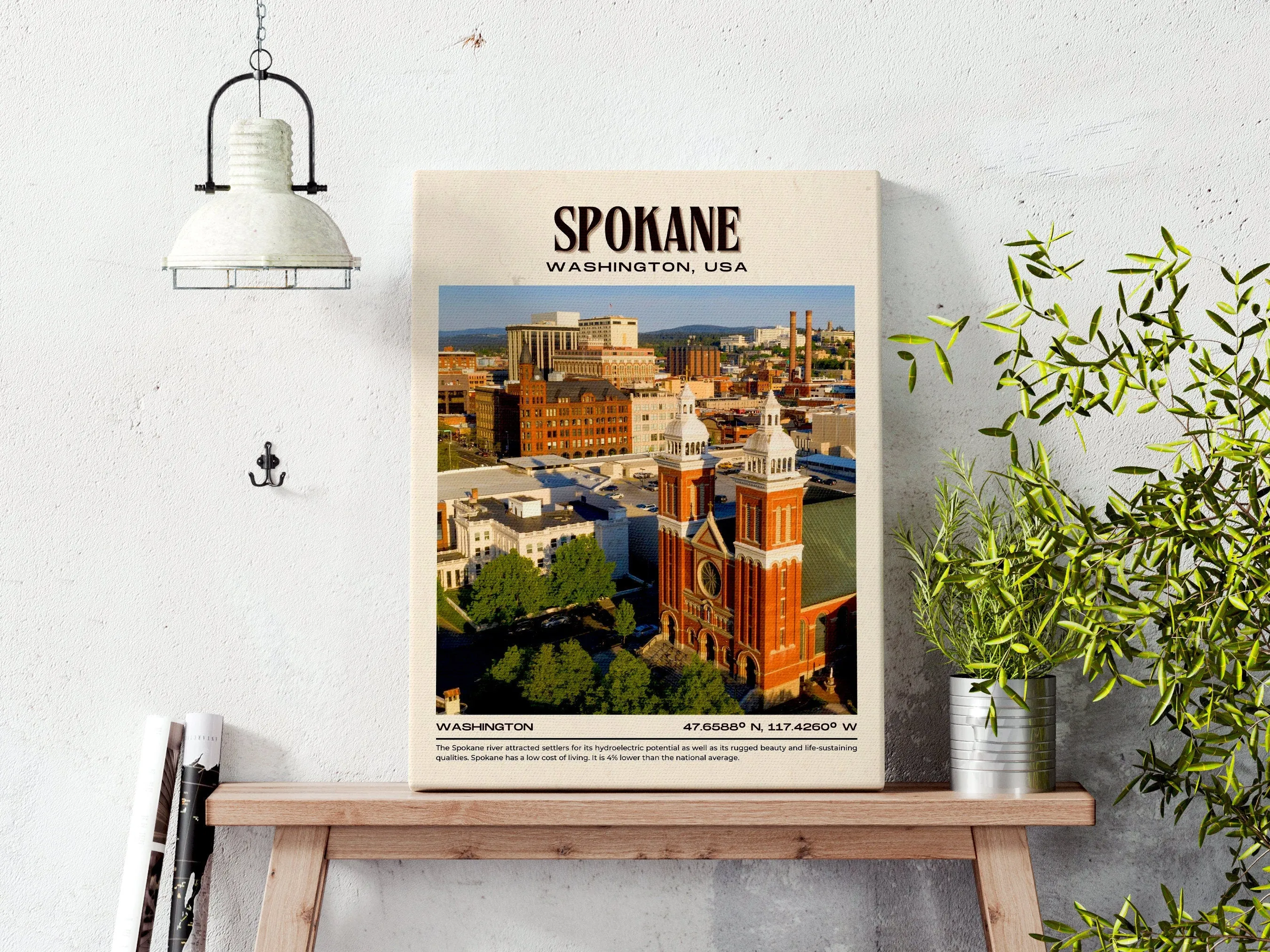 Spokane Vintage Wall Art, Washington, USA
