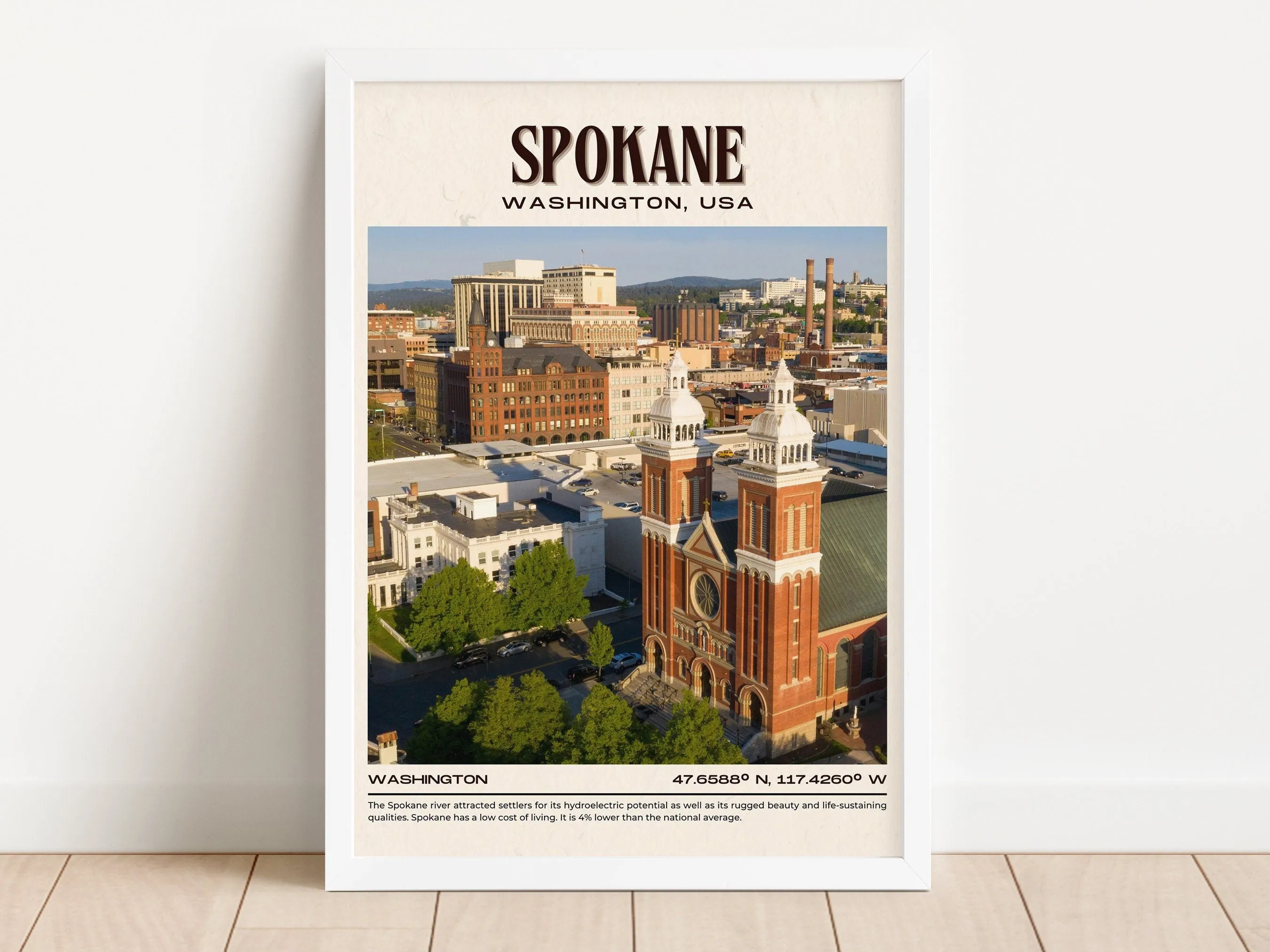 Spokane Vintage Wall Art, Washington, USA