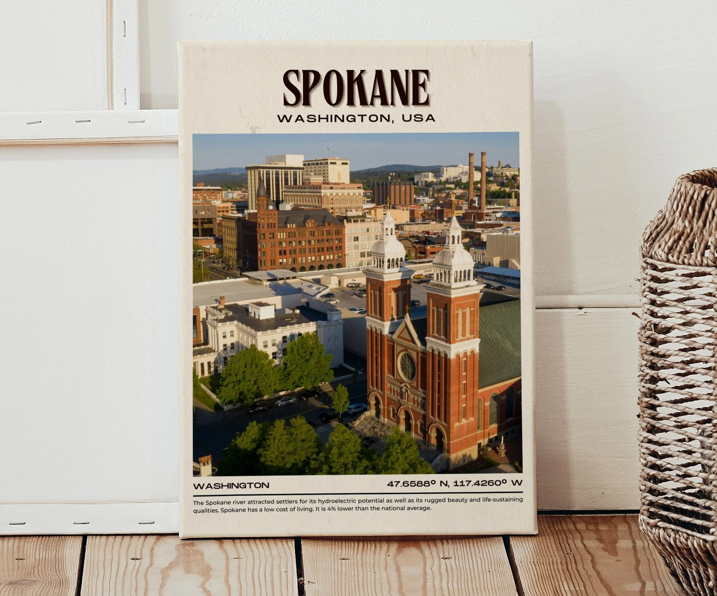 Spokane Vintage Wall Art, Washington, USA