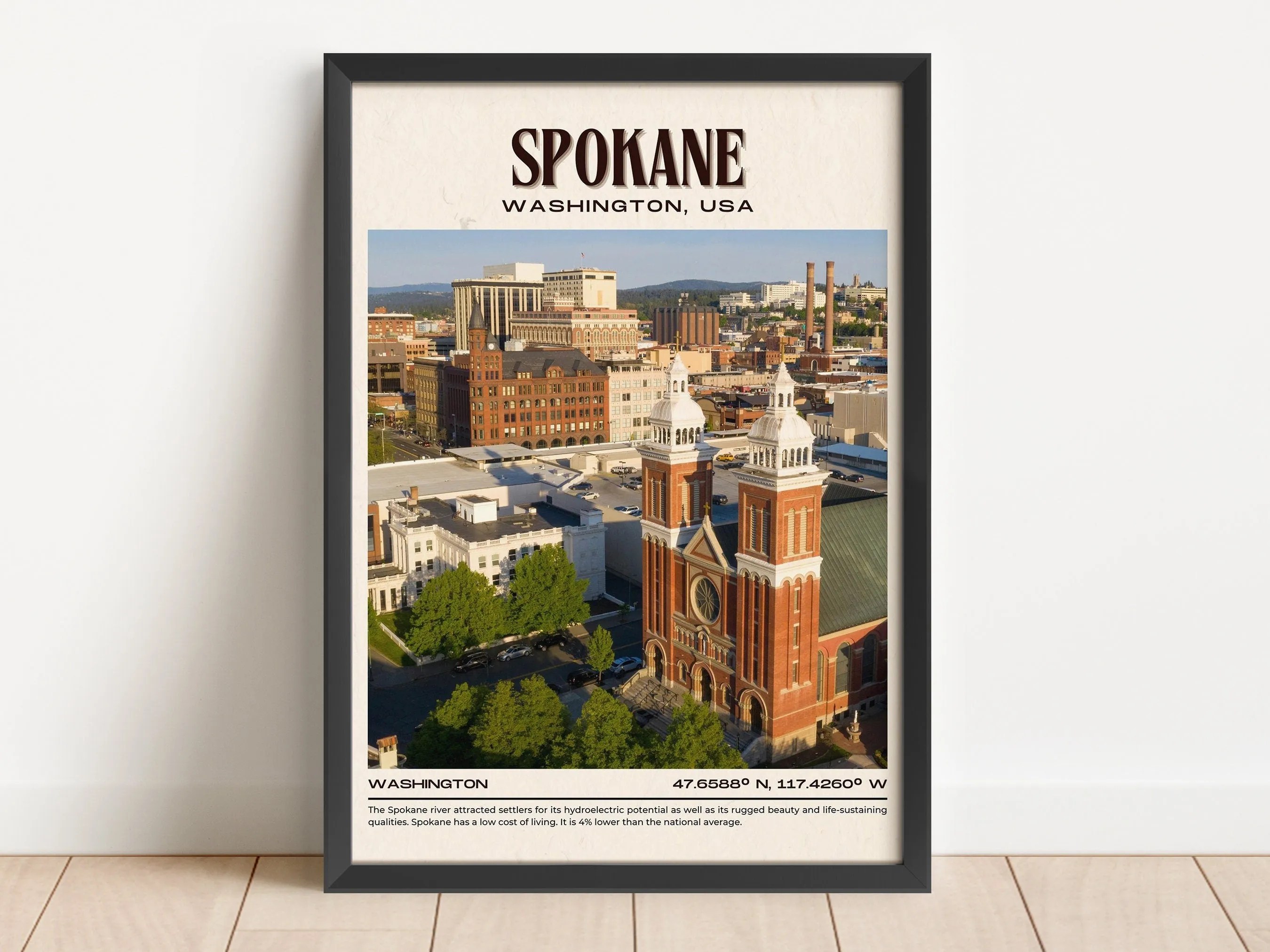 Spokane Vintage Wall Art, Washington, USA