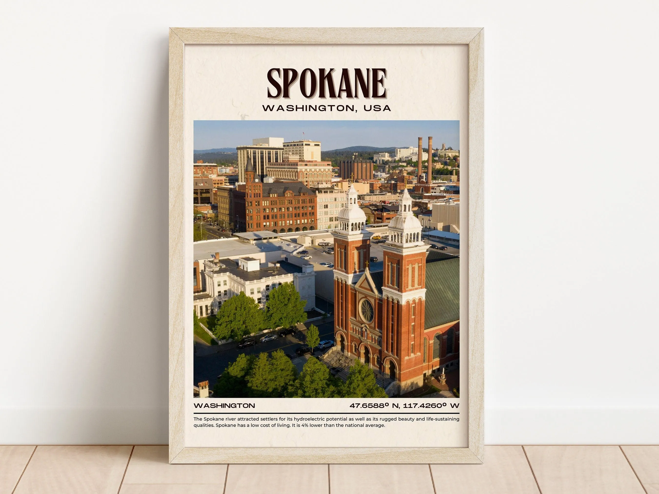 Spokane Vintage Wall Art, Washington, USA