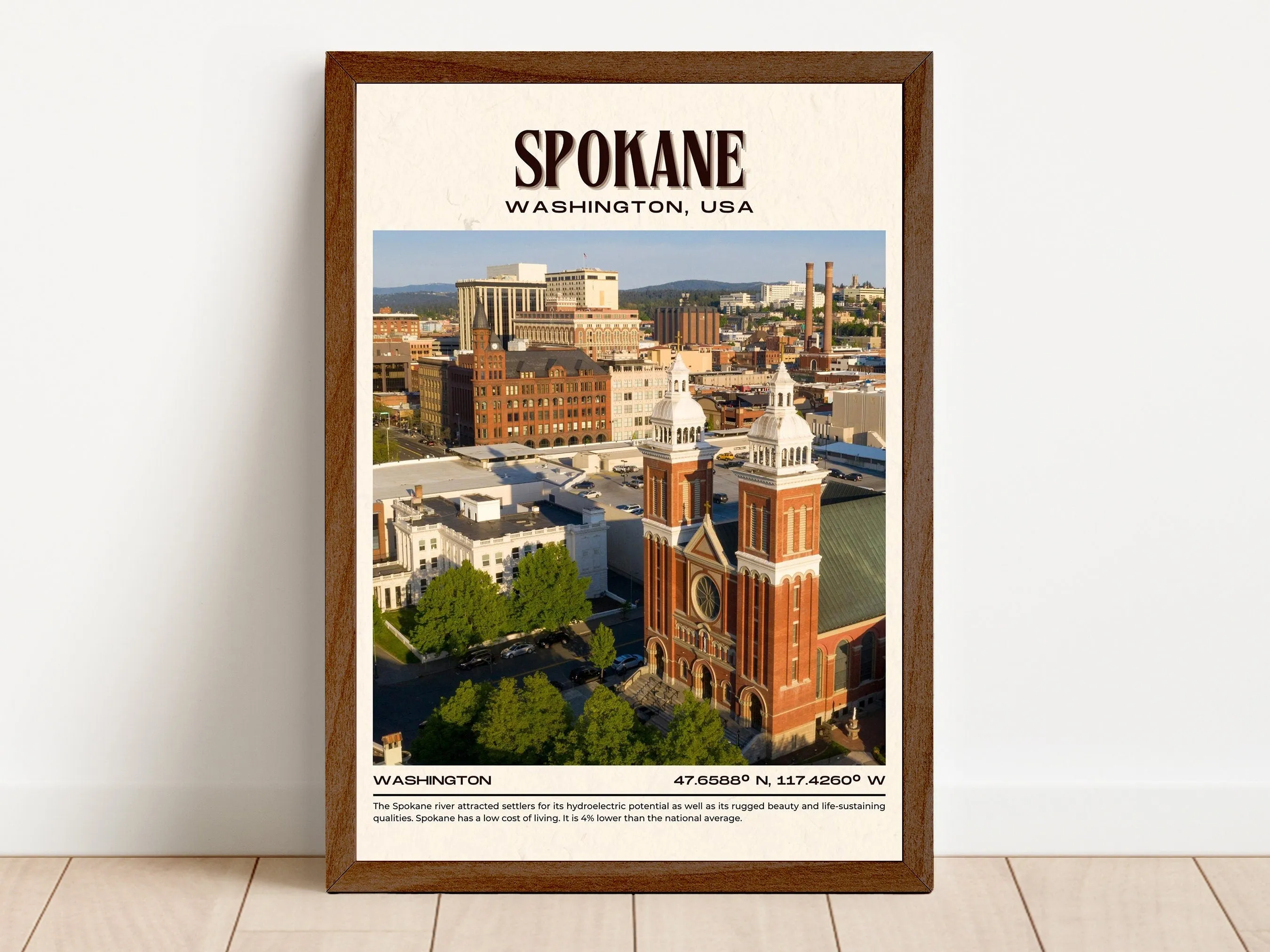 Spokane Vintage Wall Art, Washington, USA