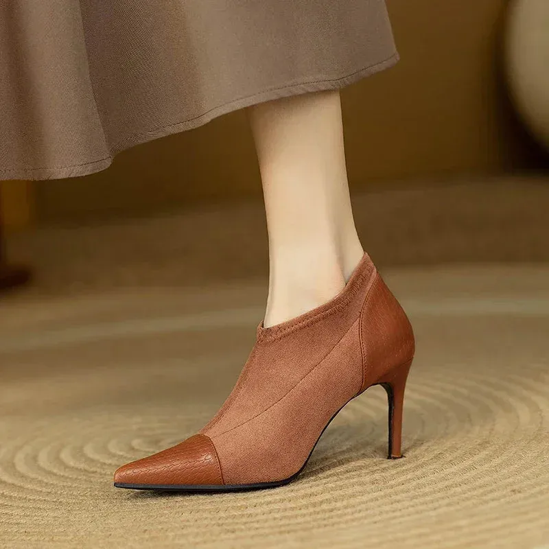 Spring Autumn Thin Heel Short Boots for Women Sexy Stiletto Heel Pointed Toe Female Ankle Boots 2024 Fashion Slip-On Socks Boots