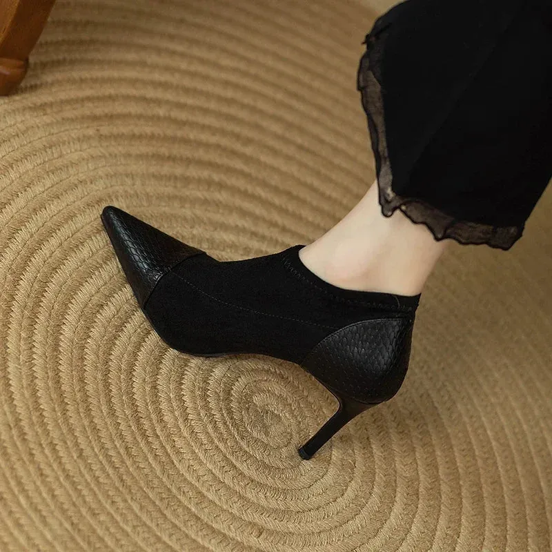 Spring Autumn Thin Heel Short Boots for Women Sexy Stiletto Heel Pointed Toe Female Ankle Boots 2024 Fashion Slip-On Socks Boots