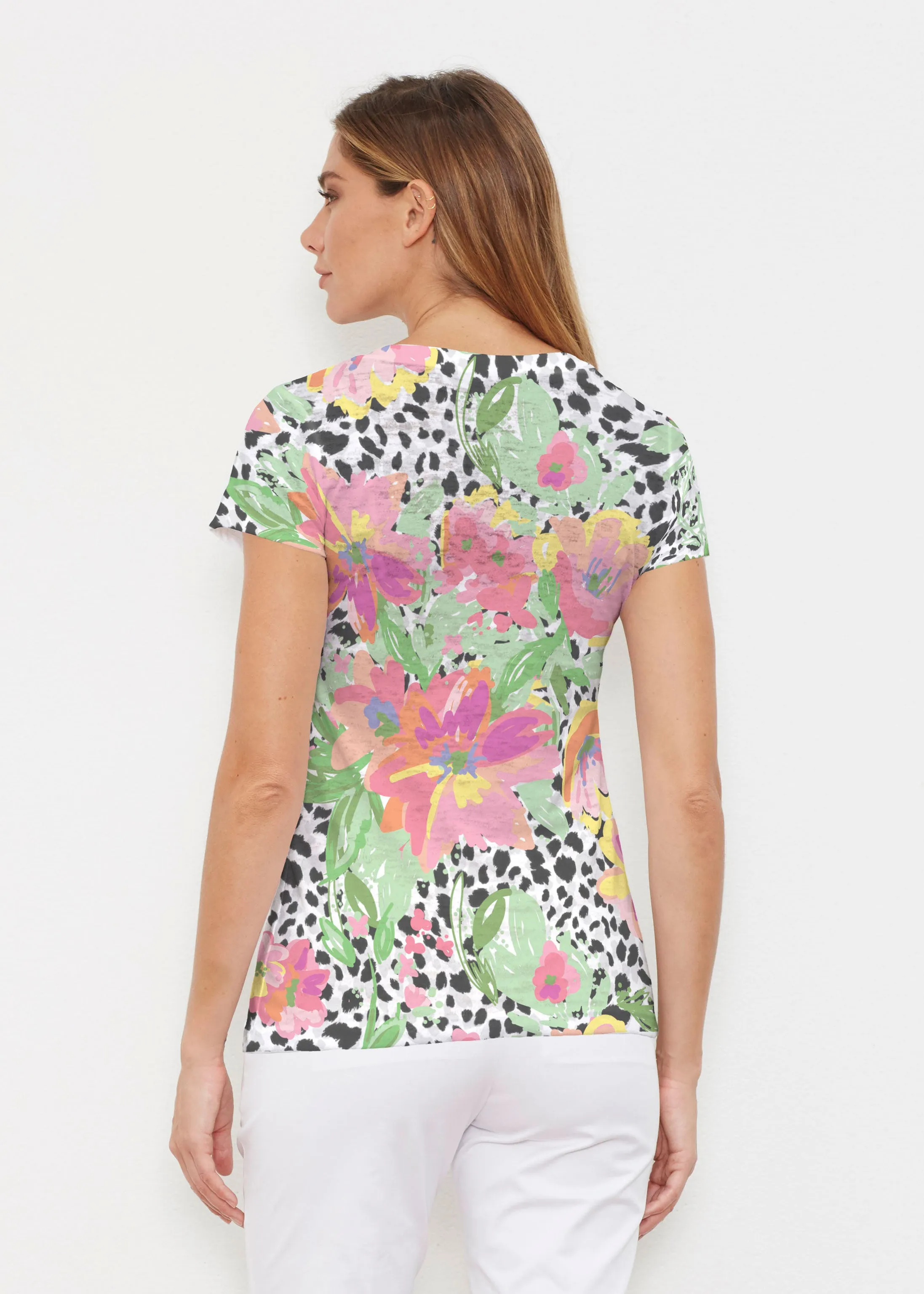 Spring Leopard (14225) ~ Signature Cap Sleeve V-Neck Shirt