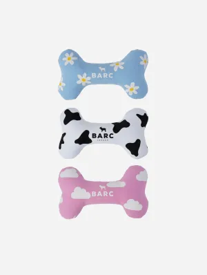 Squeaky Bone Canvas Dog Toy Trio | Multiple Colours