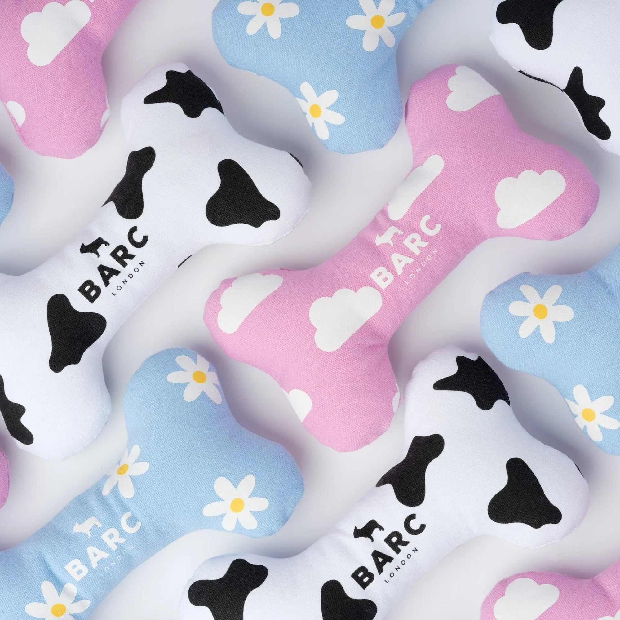 Squeaky Bone Canvas Dog Toy Trio | Multiple Colours