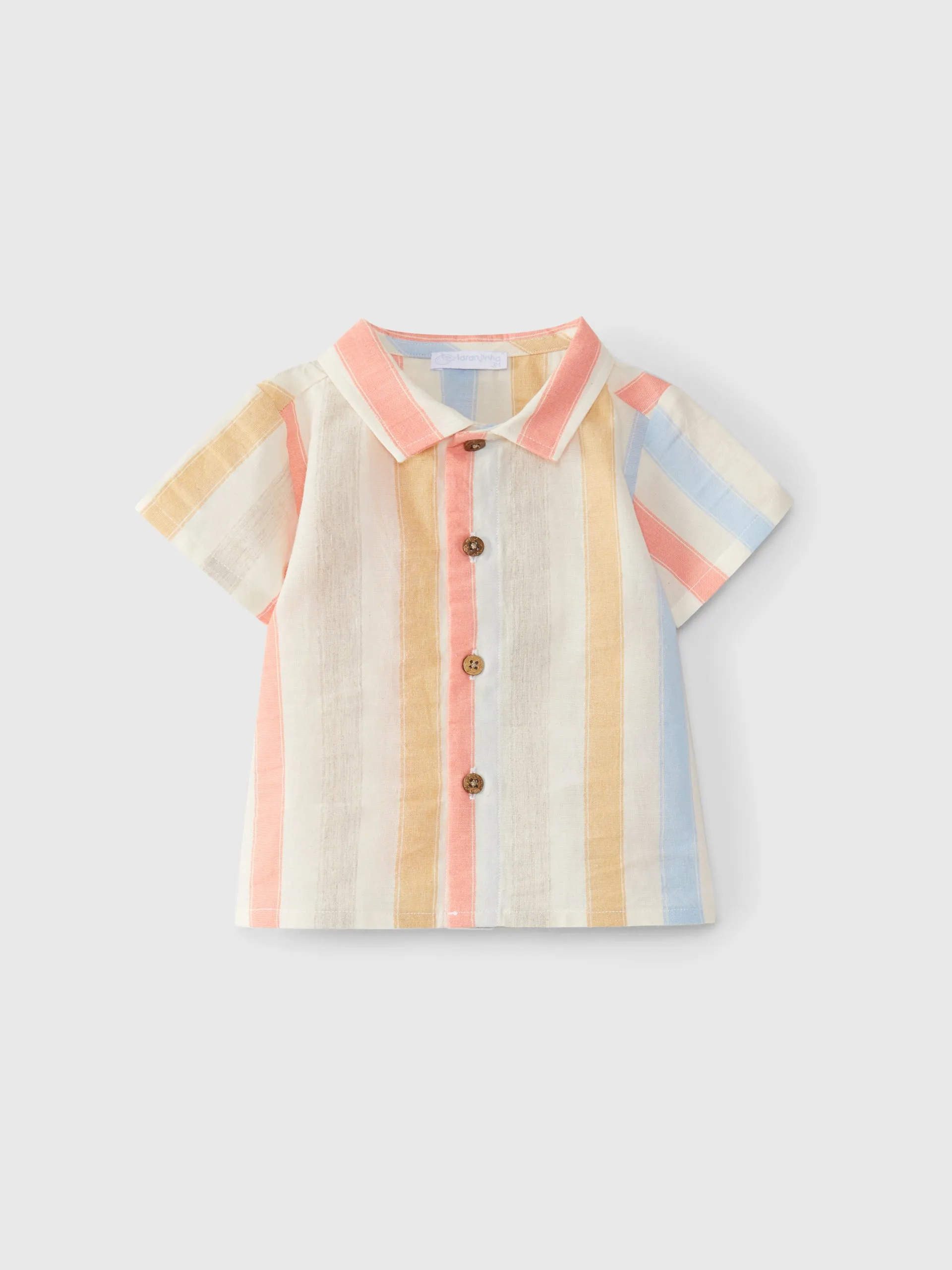 SS24 Laranjinha Boys Beige Striped Shirt