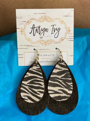 STACKED ZEBRA TEARDROP EARRINGS