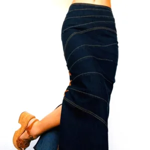Starwear Jeans Lace Up Denim Maxi Skirt Size 7/8 NWOT