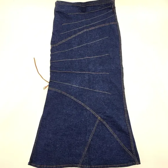 Starwear Jeans Lace Up Denim Maxi Skirt Size 7/8 NWOT