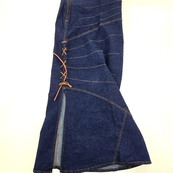 Starwear Jeans Lace Up Denim Maxi Skirt Size 7/8 NWOT