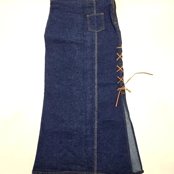Starwear Jeans Lace Up Denim Maxi Skirt Size 7/8 NWOT