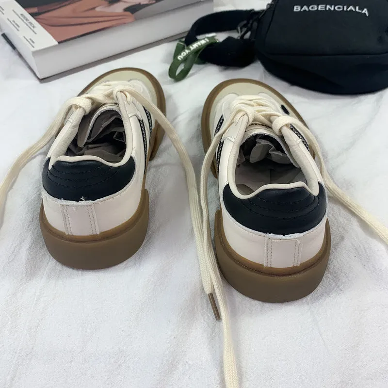 Step into Fall Fashion: Retro White Leather Shoes - Couple Style