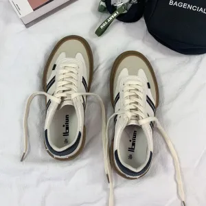 Step into Fall Fashion: Retro White Leather Shoes - Couple Style