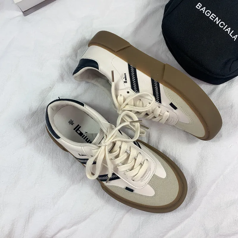 Step into Fall Fashion: Retro White Leather Shoes - Couple Style