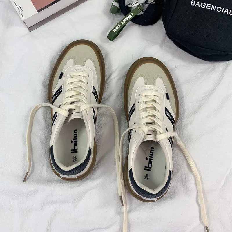 Step into Fall Fashion: Retro White Leather Shoes - Couple Style