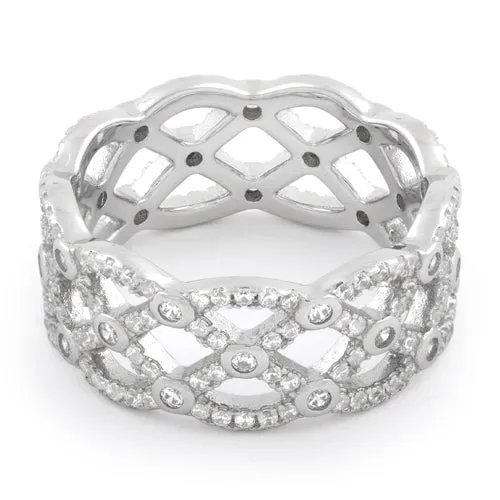 Sterling Silver Celtic Woven CZ Ring
