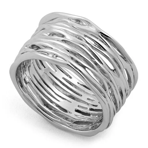 Sterling Silver Thick Woven Basket Ring