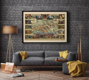 Stratford Vintage Map Poster| England Old Map Wall Prints