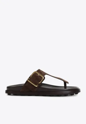 Suede Flip-Flop Sandals