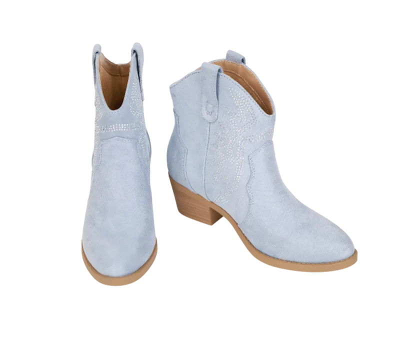 Suede Rhinestone Booties