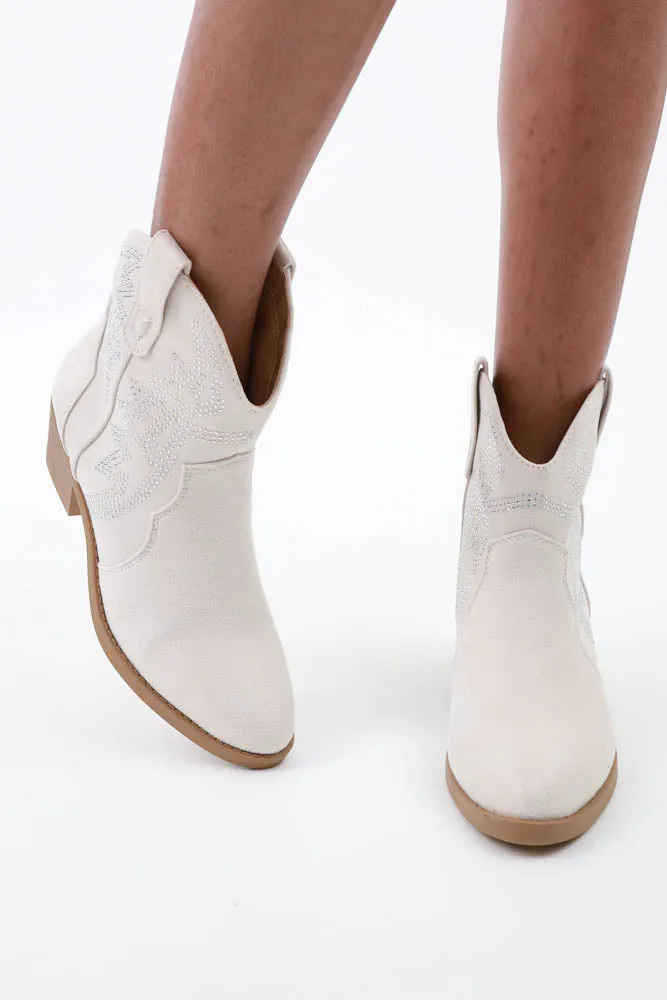 Suede Rhinestone Booties