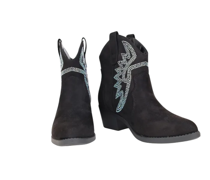 Suede Rhinestone Booties