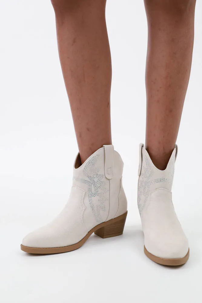 Suede Rhinestone Booties
