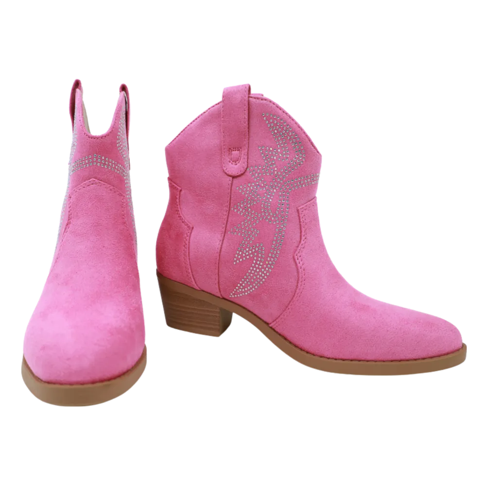 Suede Rhinestone Booties