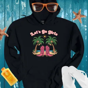 Summer Adventure Hoodie With Pink Cowboy Boots Design