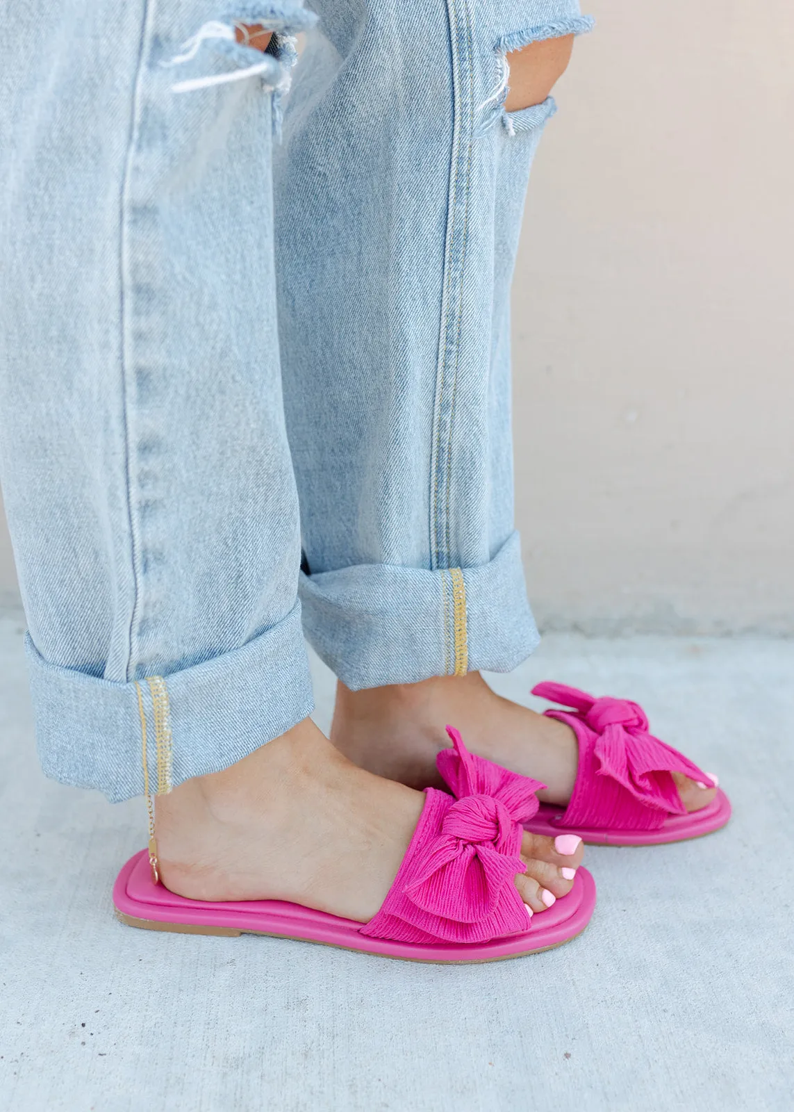 Tao Hot Pink Bow Slide Sandal