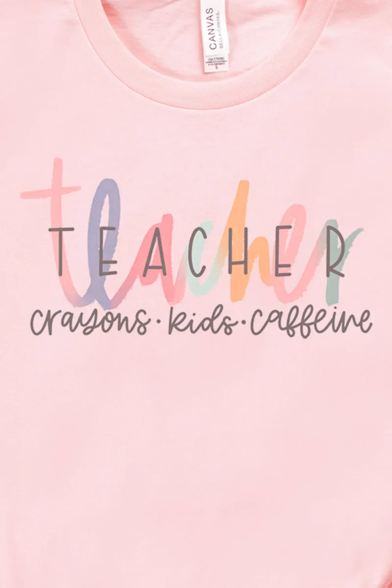 Teacher Crayons Kids Caffeine Tri-Blend Short Sleeve Tee