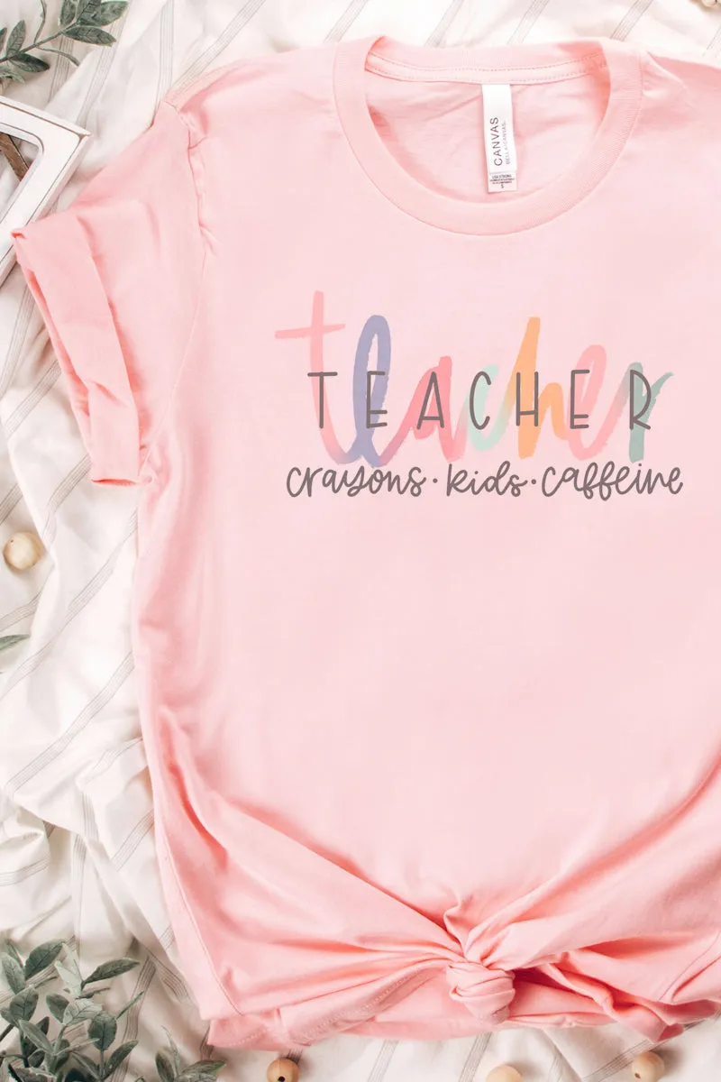 Teacher Crayons Kids Caffeine Tri-Blend Short Sleeve Tee