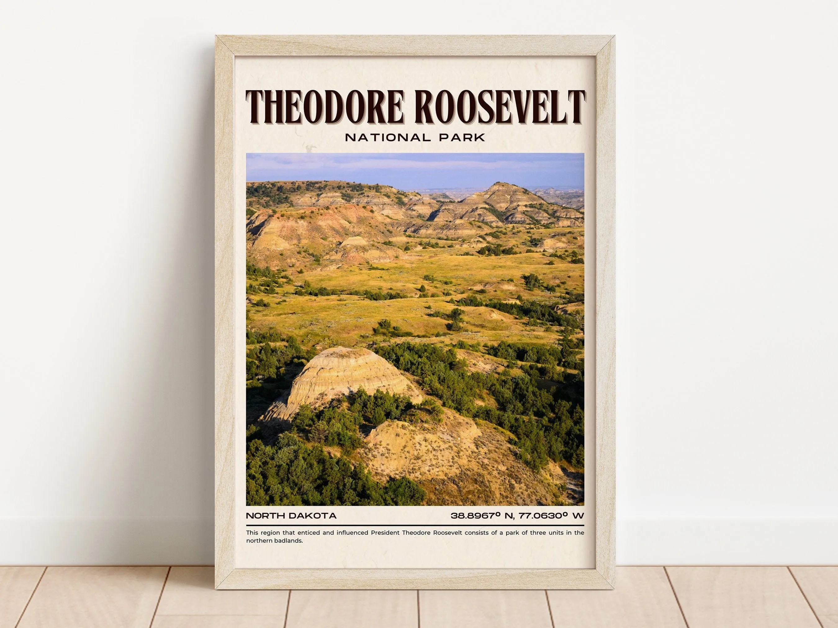 Theodore Roosevelt Vintage Wall Art, North Dakota, USA