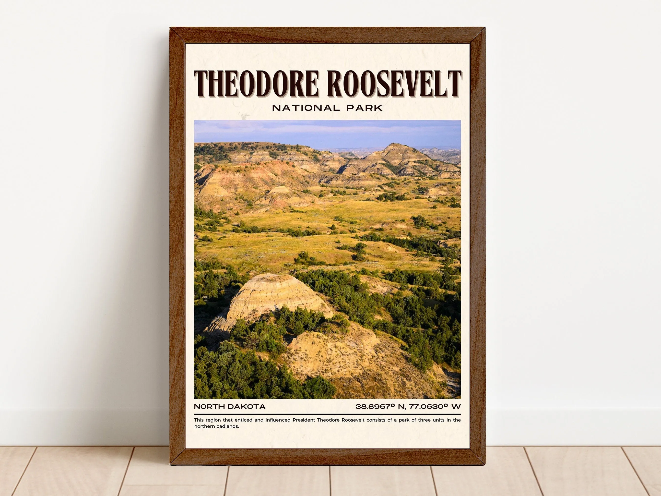 Theodore Roosevelt Vintage Wall Art, North Dakota, USA
