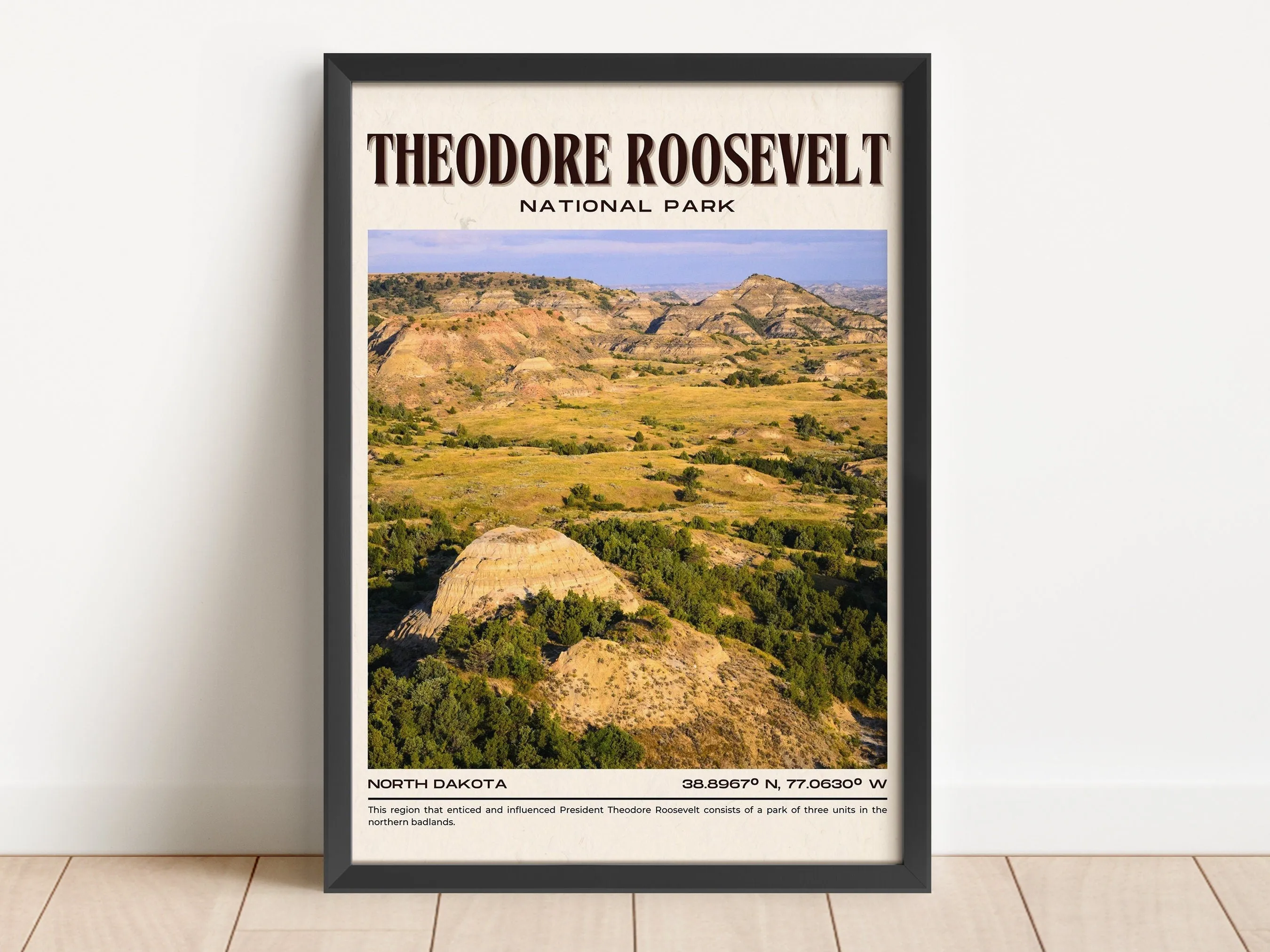 Theodore Roosevelt Vintage Wall Art, North Dakota, USA