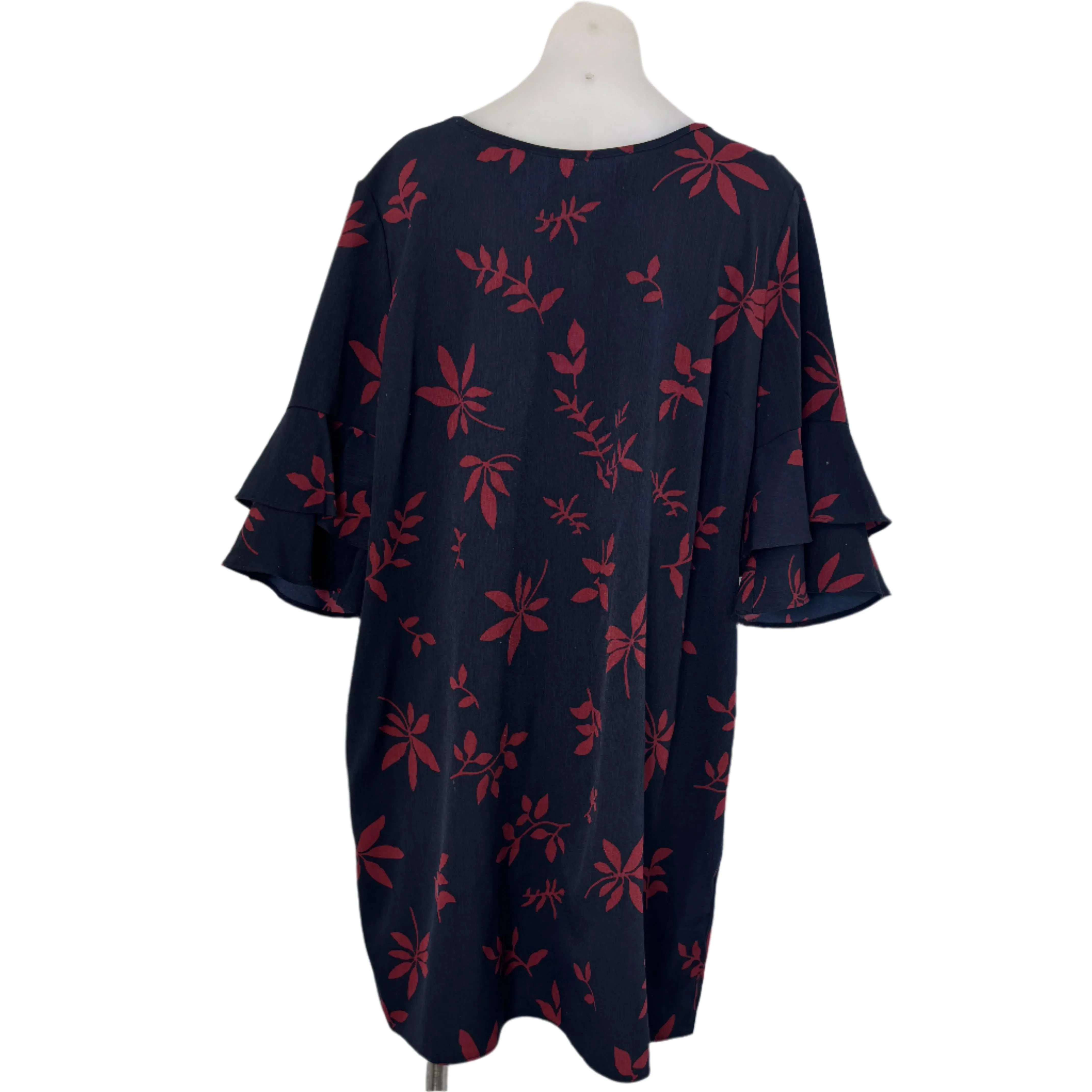 Tokito Navy Red Pattern Shift Dress – Size 16