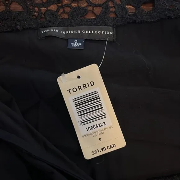 Torrid Insider Collection Black Drapey Jacket with Lace Inset Size Large NWT