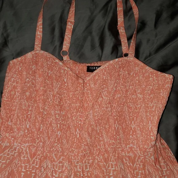 Torrid Peach Aztec Print Dress, 00 or M/L