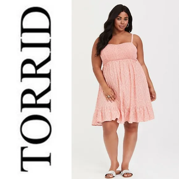 Torrid Peach Aztec Print Dress, 00 or M/L