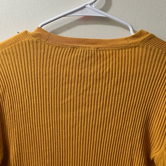 Tory Burch Shrunken Simone Cardigan Sweater Ribbed V Neck Cotton Size Small Logo