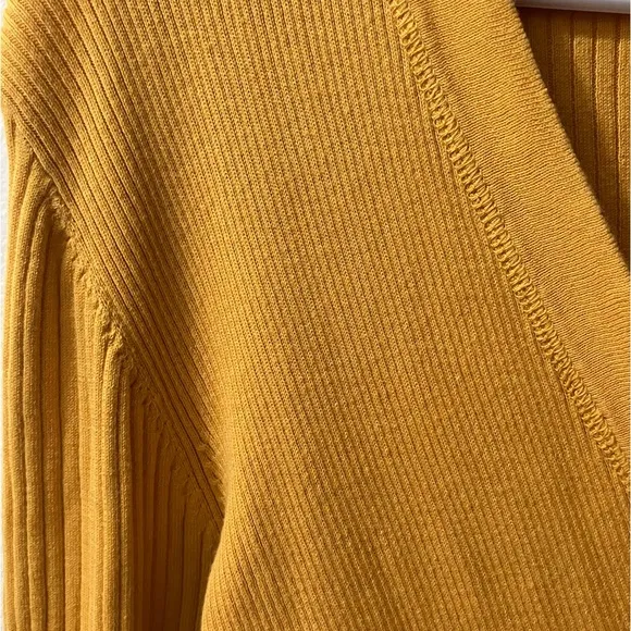 Tory Burch Shrunken Simone Cardigan Sweater Ribbed V Neck Cotton Size Small Logo