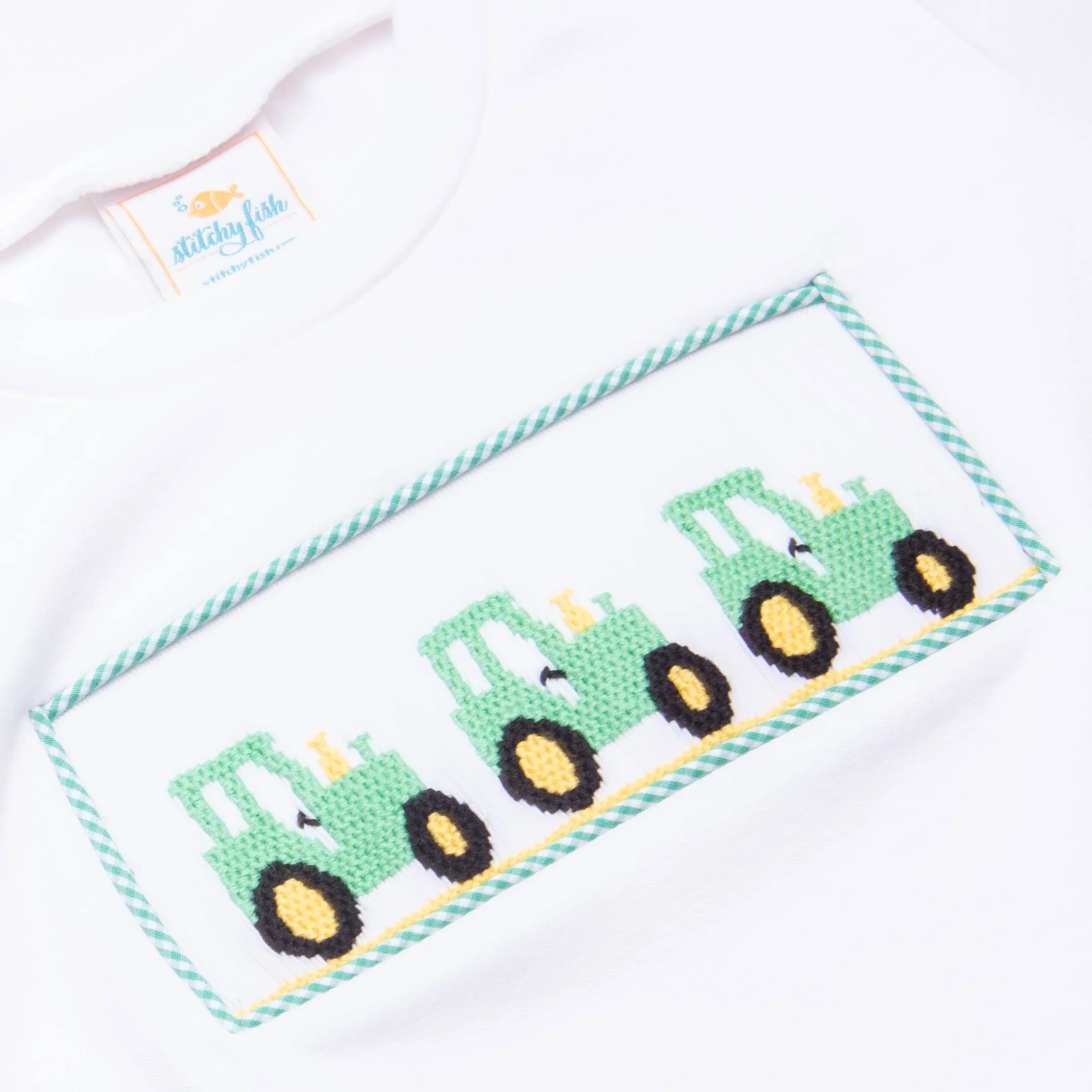 Tractor Smocked Pant Set, Green