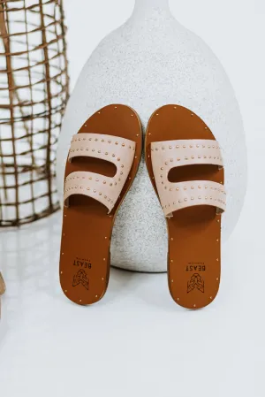 Travis Double Strap Studded Sandal in Blush